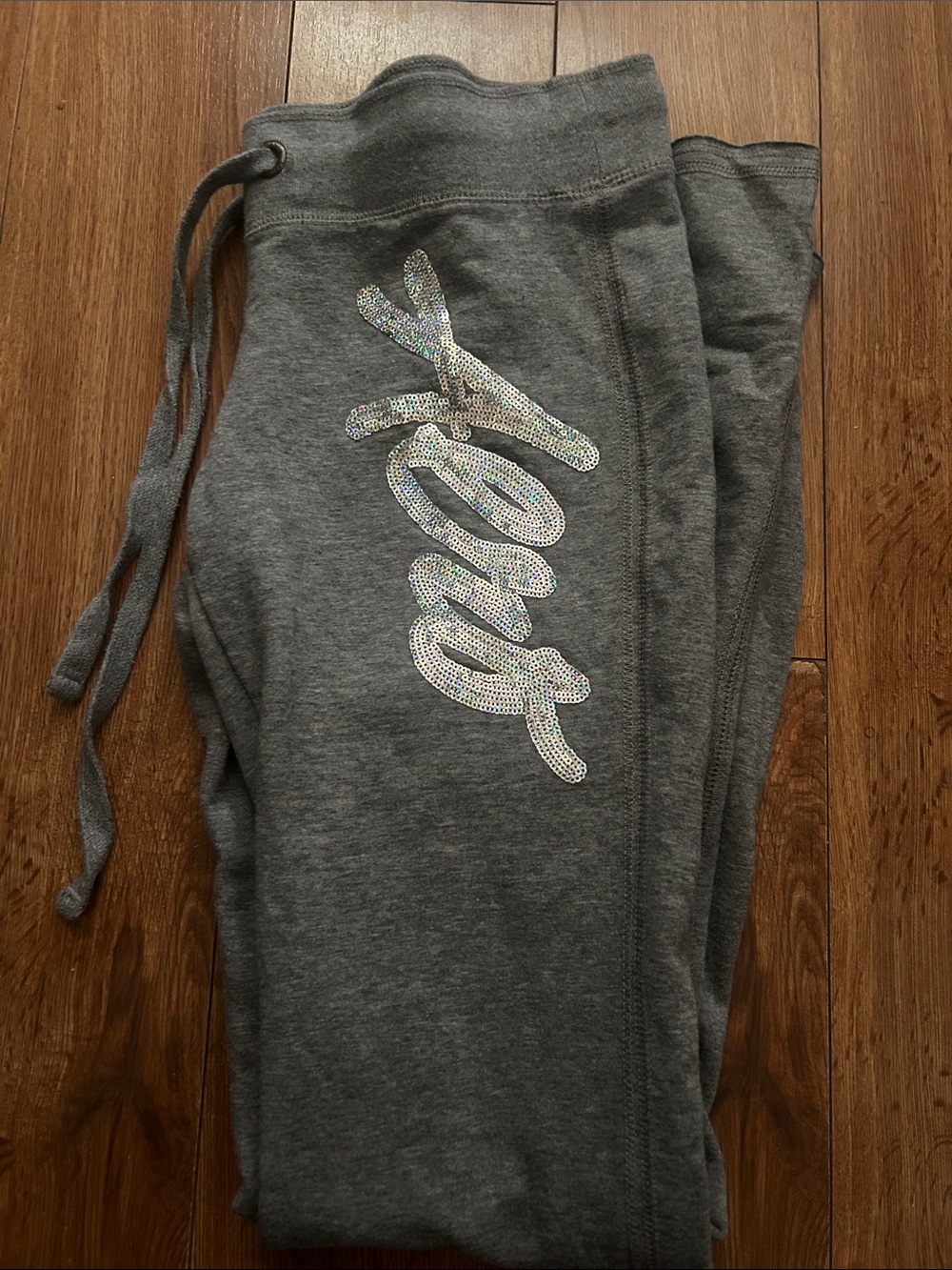 Vintage Low RiseAeropostale Gray Joggers with Sequin Script Size Small
